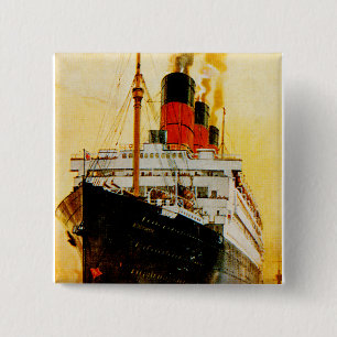 RMS Berengaria Vierkante Button 5,1 Cm