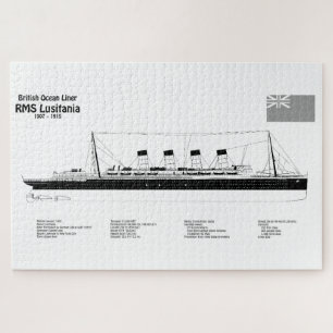 RMS Lusitania - Blauwdrukplannen voor schepen BD Legpuzzel