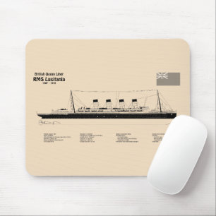 RMS Lusitania - Scheepsblauwdruk Plannen SD Muismat