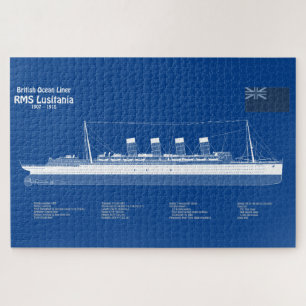RMS Lusitania - Scheepsblauwdrukplannen ABD Legpuzzel