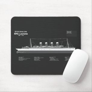 RMS Lusitania - scheepsblauwdrukplannen PBD Muismat
