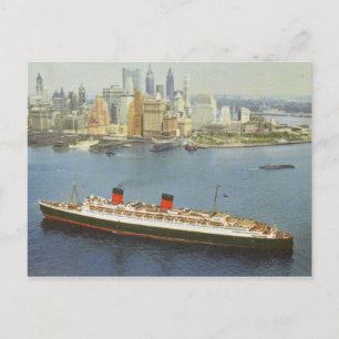 RMS Queen Elizabeth Sailing New York Harbour Briefkaart