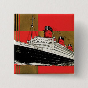 RMS Queen Mary Vierkante Button 5,1 Cm