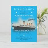 RMS Titanic Blue Invitation d'anniversaire (Debout devant)