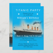RMS Titanic Blue Invitation d'anniversaire (Devant / Derrière)
