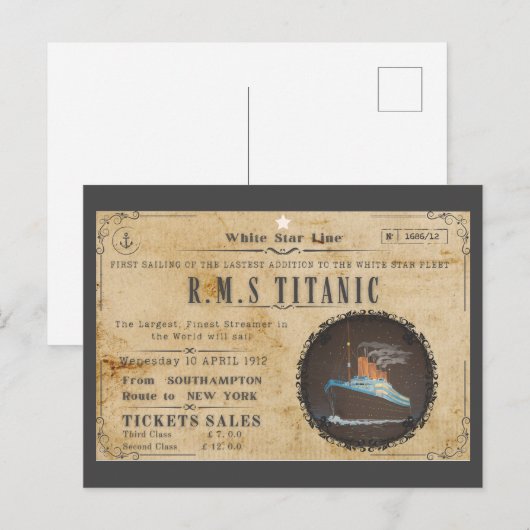 RMS TITANIC BOARDING ADVERTEREN BRIEFKAART (Voorkant / Achterkant)