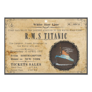 RMS TITANIC BOARDING ADVERTEREN FOTO AFDRUK