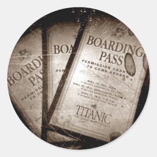 RMS Titanic Boarding Passes Ronde Sticker