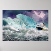 RMS Titanic en Iceberg Painting Poster