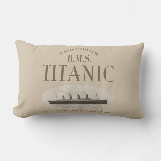 RMS Titanic Ghost Ship Sepia Lumbar Pillow (13x21) Kussen (Voorkant)