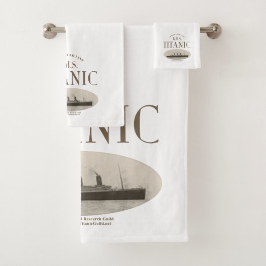 RMS Titanic Ghost Ship Sepia/White Bath Towel Set Bad Handdoek (Insitu)