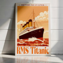 RMS Titanic Oude Poster. Retro Oceaanstomer Kunst