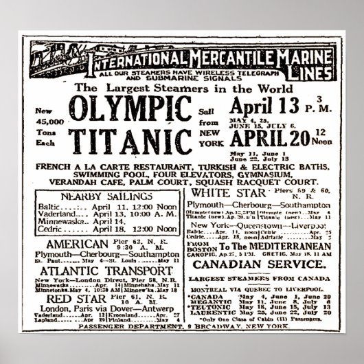 RMS Titanic Passenger Liner Newspapier en Poster (Voorkant)
