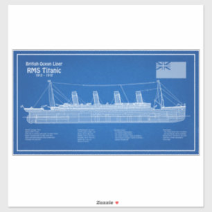 RMS Titanic Schip Blauwdruk Plannen ABD Sticker