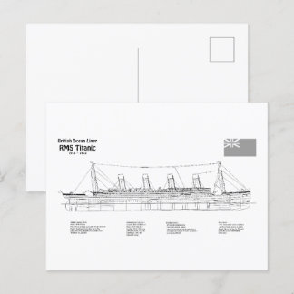 RMS Titanic Ship Blueprint Plans BD Briefkaart
