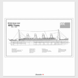 RMS Titanic Ship Blueprint Plans BD Sticker