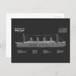 RMS Titanic Ship Blueprint Plans PBD Briefkaart