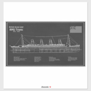 RMS Titanic Ship Blueprint Plans PBD Sticker