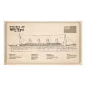 RMS Titanic Ship Blueprint Plans SD Foto Afdruk (Voorkant)