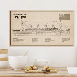 RMS Titanic Ship Blueprint Plans SD Poster