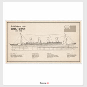 RMS Titanic Ship Blueprint Plans SD Sticker