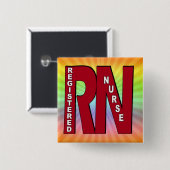 RN BIG RED REGISTERED NURSE VIERKANTE BUTTON 5,1 CM (Voorkant /achterkant)