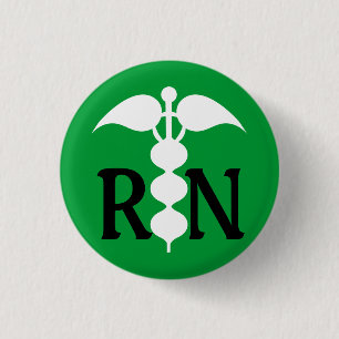 RN Caduceus Medical Pictogram gestileerd Ronde Button 3,2 Cm