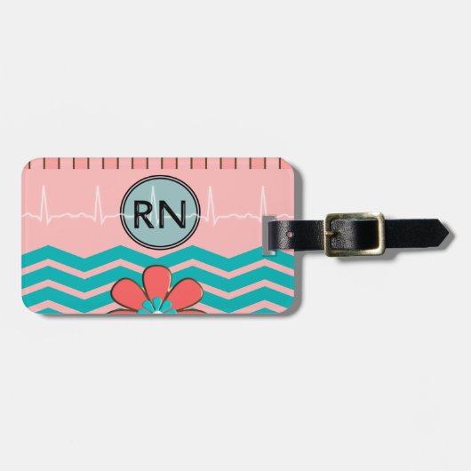 RN Chevron Pattern Pink en Blue Bagagelabel (Voorkant horizontaal)