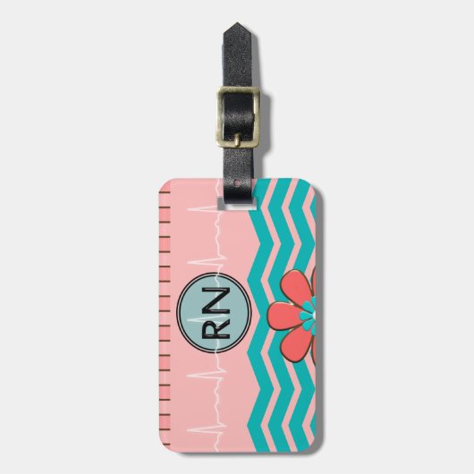 RN Chevron Pattern Pink en Blue Bagagelabel (Voorkant verticaal)