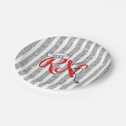 RN degreslid, rode zilverglitter Papieren Bordje (Gekanteld)