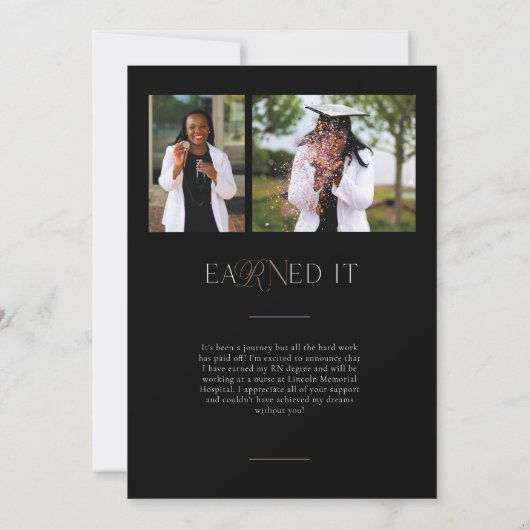 RN Faire-part de diplôme en soins infirmiers (Dos)