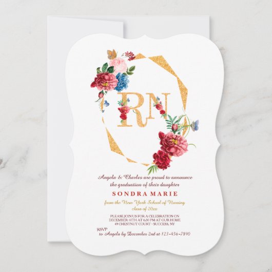 RN Floral Invitation Kaart (Voorkant)