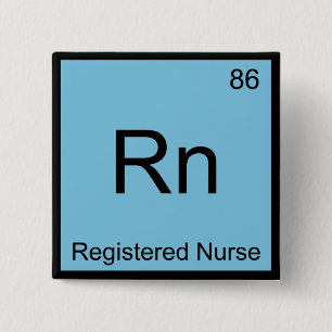 Rn - Geregistreerd natuurchemisch element, symbool Vierkante Button 5,1 Cm