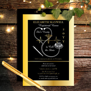 RN Graduation Party Ze is klaar om de Shots te bel Folie Uitnodiging