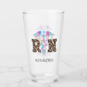 "RN" in Leopard Print- Kleurrijke Medische Logo Glas (Achterkant)