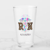 "RN" in Leopard Print- Kleurrijke Medische Logo Glas (Voorkant)