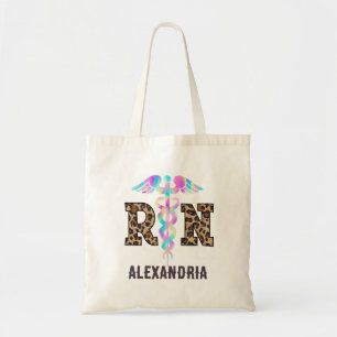 "RN" in Leopard Print- Kleurrijke Medische Logo Tote Bag