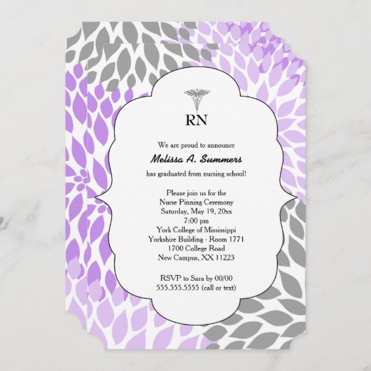 RN Infirmière cérémonie d'épinglage invitations la (Devant / Derrière)