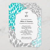 RN Infirmière cérémonie d'épingle invitations turq (Devant / Derrière)