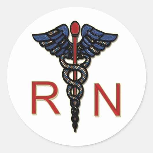 RN met Caduceus Ronde Sticker (Voorkant)