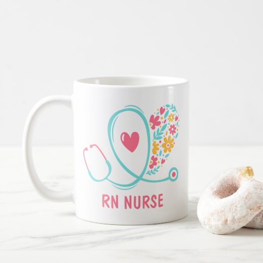 RN Nurse Cadeau Café Mug (Avec donut)