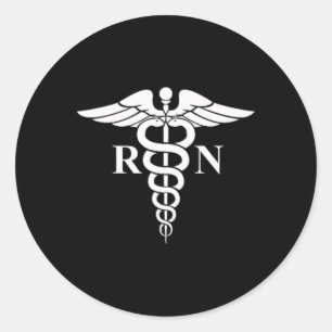 Rn Nurse Caduceus Medical Symbool Verpleegend Logo Ronde Sticker