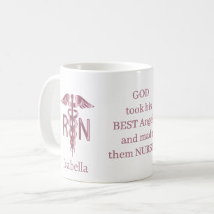 RN Nurse Gift - Personaliseer - Roze Koffiemok