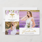 RN Nursing Floral Graduation 3 Faire-part photo (Devant)