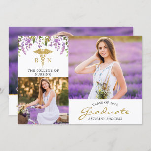 RN Nursing Floral Graduation 3 Faire-part photo