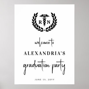 RN Nursing School Afstuderen Elegant Welkomstbord Poster