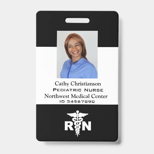 RN Registered Nurse naam Badge Scanner Code (Voorzijde)