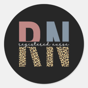 Rn.t. geregistreerd zuster Cheetah Print Afstudere Ronde Sticker