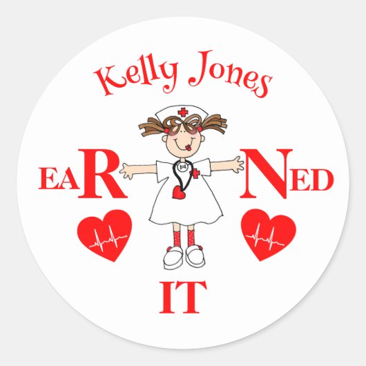 RN Verdient Graduatie  Ronde Sticker (Voorkant)