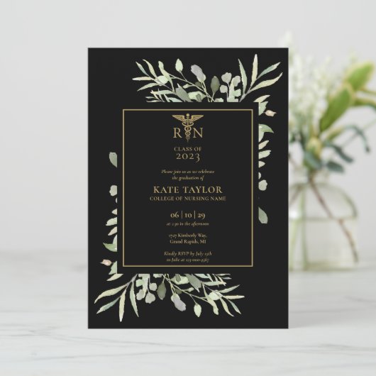 RN Verhardend Afstuderen Fotovulage zwart-wit en g Kaart (Staand voorkant)